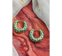 The Colourful Aura Stainless Steel Black Multicolour Hoop Earrings In Blue Blue One Size