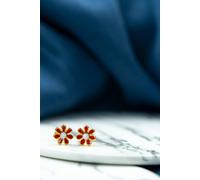 The Colourful Aura Stainless Steel Colourful Floral Stud Earring In Red Red One Size