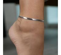 The Colourful Aura Stainless Steel Gold Cuban Link Flat Snake Gourmet Chain Layering Foot Anklet In Silver Silver 10 inches