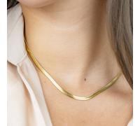 The Colourful Aura Stainless Steel Gold Cuban Link Flat Snake Gourmet Chain Layering Necklace Gold One Size