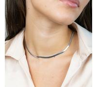 The Colourful Aura Stainless Steel Gold Cuban Link Flat Snake Gourmet Chain Layering Necklace in Silver The Colourful Aura Silver One Size