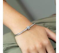 The Colourful Aura Stainless Steel Zircon Ball Crystal Round Fashion Open Bangle Bracelet In Silver Silver One Size