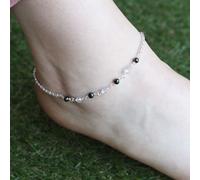 The Colourful Aura Sterling Silver black beaded Summer Indie Boho Indian Payal Anklet The Colourful Aura Silver One Size
