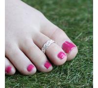 The Colourful Aura Sterling Silver Braided Twist Wide Bohemian Band Toe Ring Silver