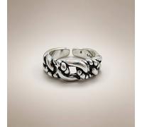 The Colourful Aura Sterling Silver Chain Thick Band Adjustable Open Stacking Ring Silver One Size