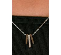 The Colourful Aura Sterling Silver Geometric Three Bar Zircon Drop Minimalistic Pendant Necklace Silver One Size