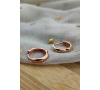 The Colourful Aura Sterling Silver Hexagon Zircon Wave Hoop Earring In Rose Gold Rose Gold One Size