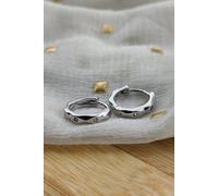 The Colourful Aura Sterling Silver Hexagon Zircon Wave Hoop Earring Silver One Size