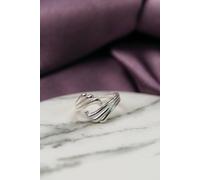The Colourful Aura Sterling Silver Love Couple Promise Hugging Stackable Wave Ring Silver One Size