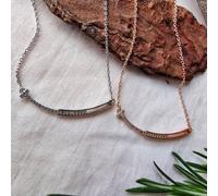 The Colourful Aura Sterling Silver Smile Zircon Rose Gold Horizontal Curve Bar Pendant Necklace Rose Gold One Size