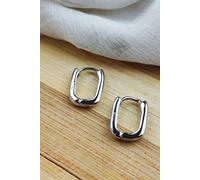 The Colourful Aura Women's Sterling Silver U Shape Rectangle Hoop Earrings The Colourful Aura Silver One Size
