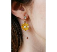 The Colourful Aura Women's Sun Flower Zircon Drop Handmade Stud Earrings in Yellow