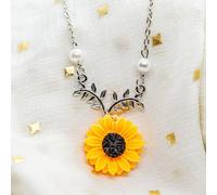 The Colourful Aura Sunflower Charm Pearl Daisy Flower Summer Beach Pendant Necklace In Silver Silver One Size