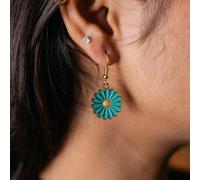 The Colourful Aura Sunflower Floral Charm Sun Flower Drop Earrings In Blue Blue One Size