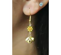 The Colourful Aura Women's Sunflower Ghungroo Charm Drop Earrings in Yellow The Colourful Aura Yellow One Size