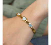 The Colourful Aura Three Heart Shape Zircon Couple Love Fashion Open Bangle Bracelet In Gold Gold One Size