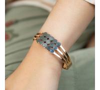 The Colourful Aura Three Layer Wide Round Rose Gold Non Tarnish Bangle Bracelet In Black Black One Size