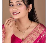 The Colourful Aura Women's Timeless Elegance Diamond Dokiya Mangalsutra Necklace in Gold | Size: 16 inches The Colourful Aura Gold 16 inches