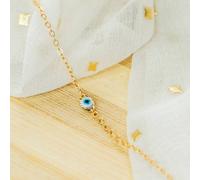 The Colourful Aura Women's Tiny Blue Evil Eye Golden Turkish Minimalist Evil Eye Charm Bead Protection in Silver | Size: 8 The Colourful Aura Silver 8