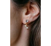 The Colourful Aura Women's Tiny Pearl Poth Zircon Drop Stud Earrings in Gold The Colourful Aura Gold One Size