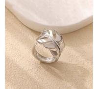 The Colourful Aura Women's Tropical Monstera Plant Leaf Open Statement Gold/SIlver Ring in Silver The Colourful Aura Silver One Size
