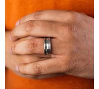 Tungsten Shell Pattern Unisex Steel Band Thumb Ring The Colourful Aura Silver 12