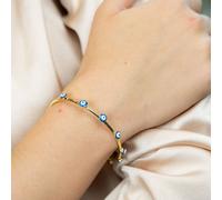 The Colourful Aura Turkish Evil Eye Adjustable Boho Geometric Open Bracelet Bangle In Blue Blue One Size