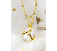 Two Hands Hugging White Stone Resin Large Square Couple Pendant Necklace The Colourful Aura Gold One Size