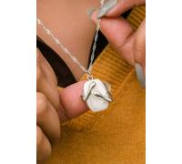 The Colourful Aura Two Hands Hugging White Stone Resin Large Square Couple Pendant Necklace In Silver Silver One Size