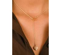 The Colourful Aura Two Heart Charm Cross Solid Heart Drop Interlock Y Shape Lariat Necklace in Gold The Colourful Aura Gold One Size