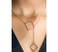 The Colourful Aura Two Square Drop Lariat Y Shape Interlock Rectangle Bar Lariat Drop Necklace In Silver Silver One Size