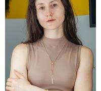 The Colourful Aura Women's Two Triangle Geometric Y Shape Triangle Drop Lariat Cocktail Dress Necklace in Gold The Colourful Aura Gold One Size