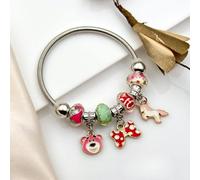 The Colourful Aura Unicorn Charm Dangle Silver Enamel Bangle Bracelet Silver One Size