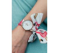The Colourful Aura White Swan Cloth Changeable Cotton Tie Knot Strap Geneva Boho Wristwatch In Pink Pink One Size