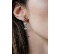 The Colourful Aura White Tiny Pearl Poth Zircon Evil Eye Stud Earrings In Silver Silver One Size