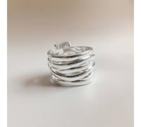 Wide Silver Thumb Punk Vintage Multilayer Twisted Statement Weaving Ring The Colourful Aura Silver One Size