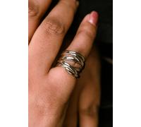 Wide Silver Thumb Punk Vintage Multilayer Twisted Statement Weaving Ring The Colourful Aura Silver One Size