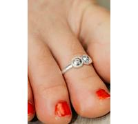 The Colourful Aura Women's 1 Pcs 925 Silver Adjustable Bohemian Two Ball Plain Round Toe Ring The Colourful Aura Silver One Size