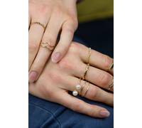 The Colourful Aura Women's 10 Piece Pearl Boho Silver Gold Stackable Vintage Tribal Midi Ring Set The Colourful Aura Gold One Size