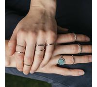 The Colourful Aura Women's 10 Pieces Silver Stackable Green Stone Retro Multi Finger Boho Ring Set