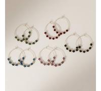 The Colourful Aura Women's 30mm Gold-Plated Hoop Earring with Faceted Glass Beads in Purple | Size: 3cm
