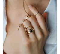 The Colourful Aura Women's 7 Piece Multisize Band Silver Cuff Stackable Boho Ring set in Gold The Colourful Aura Gold One Size