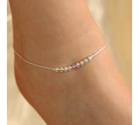 The Colourful Aura Women's 925 Silver Pink Silver Round Ball Thin Payal Anklet The Colourful Aura Silver One Size