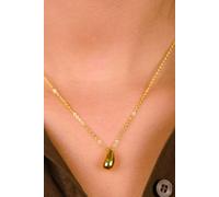 The Colourful Aura Women's 925 Silver Small TearDrop Waterdrop Simple Slim Elegant Droplet Pendant Necklace in Gold The Colourful Aura Gold One Size
