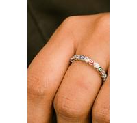 The Colourful Aura Women's Adjustable Multicolour Minimalist Slim Stacking Evil Eye Band Ring in Silver The Colourful Aura Silver One Size