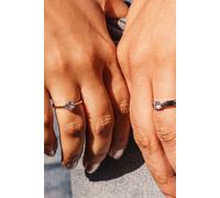 The Colourful Aura Women's Adjustable Silver Couple His & Her Promise Zircon Rings Set The Colourful Aura Silver One Size