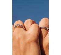 Adjustable Silver his and hers Zircon Promise Striped Ring set The Colourful Aura Silver One Size