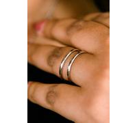 The Colourful Aura Women's Adjustable Sterling Silver Double Layer Stacking Band Ring The Colourful Aura Silver One Size