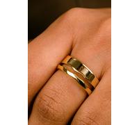 The Colourful Aura Adjustable Thick Hammered Silver Irregular Cuff Band Wave Ring In Gold Gold One Size