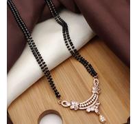 Asian Mania Zircon Temple Danity Mangalsutra Black Beads Nuptial Pendant Necklace The Colourful Aura Black One Size